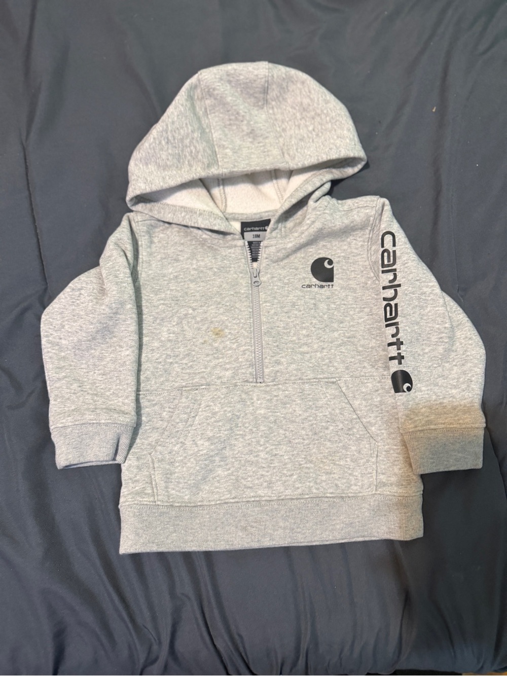 Carhartt Kids Light Gray Half-Zip Hoodie Sweatshirt